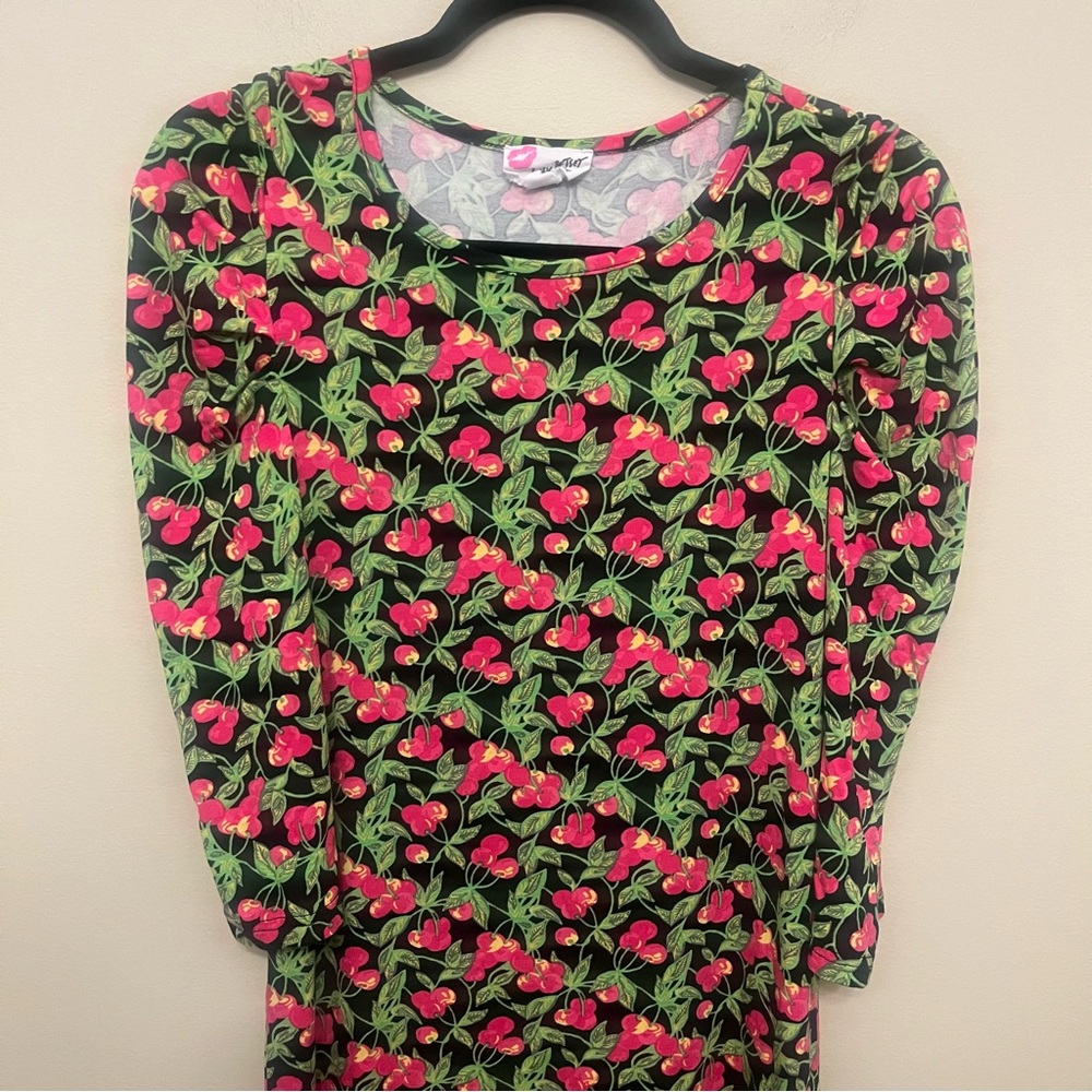 Luv Betsey by Betsey Johnson Floral Print Mini Dress Ruched Puff Sleeves Medium